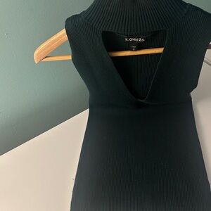 Express Deep  V-Neck emerald green  Top